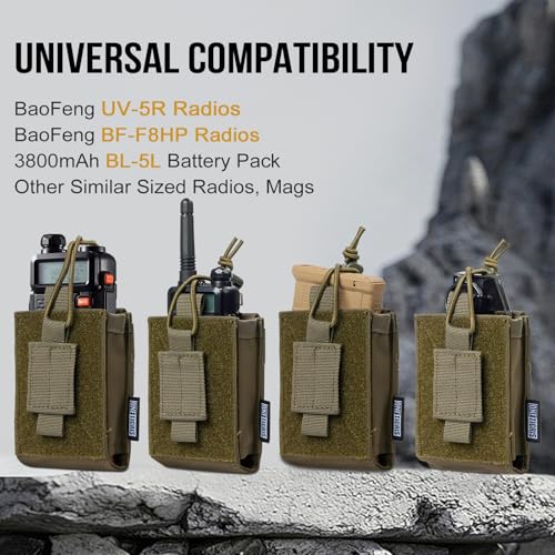 ONETIGRIS Green Molle Radio Pouch for Baofeng UV-5R BF-F8HP - Nylon, Adjustable