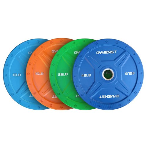GYMENIST Bumper Plates Commercial Olympic Size Heavy Duty Weight Plates for 2 Inch Barbell (10 Lb - Light Blue) (G341-10)