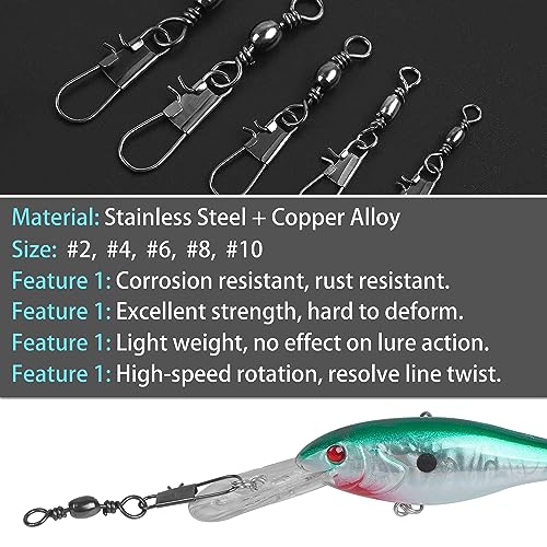 Fishing Swivel Snaps - 50pcs 10#-28lb Stainless Steel Connectors