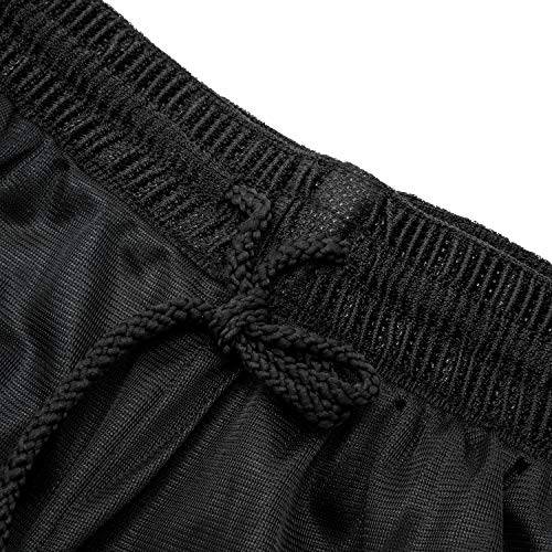Urbciety Men's 12-Inch Big & Tall Basketball Shorts X-Large Black with Pockets & Drawstring
