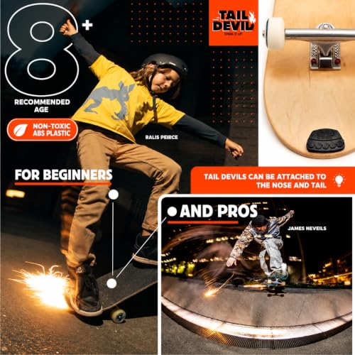Black Tail Devil Skateboard Spark Plate - Sparks & Tail Guard for Skateboarding