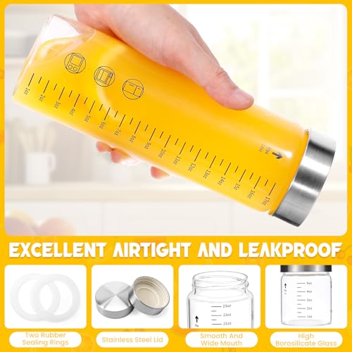 WXCWYQR 6 Oz Glass Juice Bottles with Stainless Steel Lids - Pack of 2