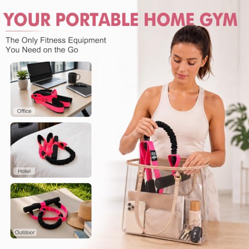 Pedal Resistance Band with Handle - 55LB Pink for Full-Body Workouts