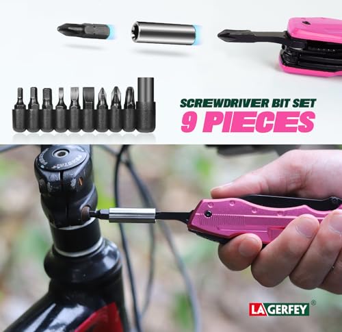 LAGERFEY Pink Multitool Knife for Women - 20-in-1 Portable Gift for Camping, DIY & Everyday Use