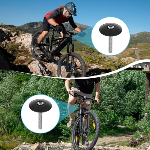 Bicycle Headset Stem Top Cap - 2 Sets Black Aluminum Alloy