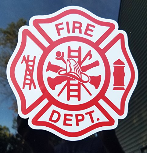 Fire Department Die Cut Vinyl Sticker 5x5in Maltese Cross – Red/White