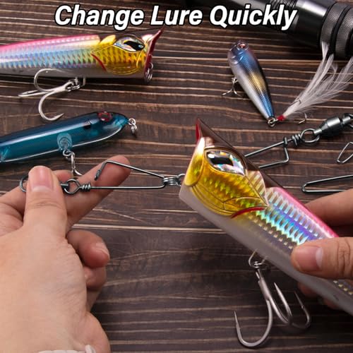Fishing Snap Swivels - High Strength 178LB Ball Bearing with Coastlock Snap - 10pcs