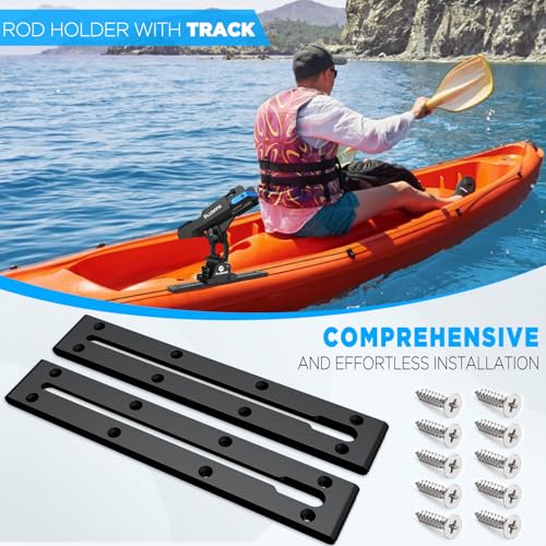 PLUSINNO 2-in-1 Kayak & Boat Fishing Rod Holder with Track - 2 Pack