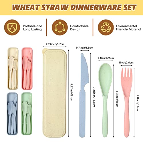 Jinei Bright Reusable Travel Utensils Set with Case Wheat Straw Eco-Friendly