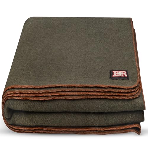 Ever Ready First Aid Wool Blanket - 80% Wool, Washable, 96x66in, Olive Drab Green