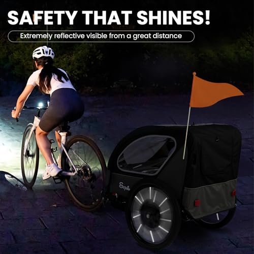 Kids Bike Trailer with Canopy & Pushcart - Black, 2-in-1 Design