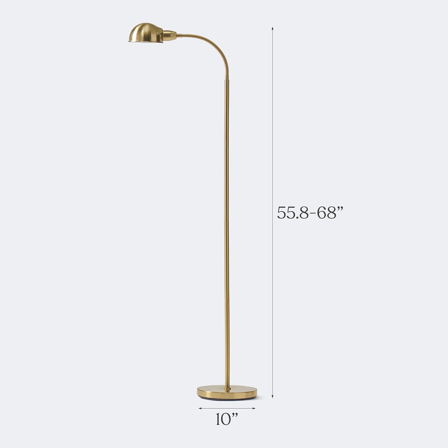 Brightech Regent LED Floor Lamp - Adjustable Gooseneck Corner Light for Office & Living Room - Tall Brass/Gold Design