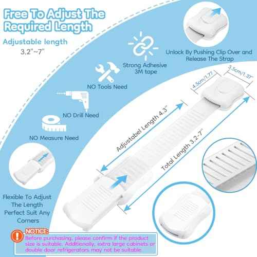 8-Pack Cabinet Locks Baby Proofing - Syican Child Proof Drawer Locks, Multi-Purpose for Drawers, Fridge, Toilet Seat, Trash Can, Ideal Stocking Stuffers, White