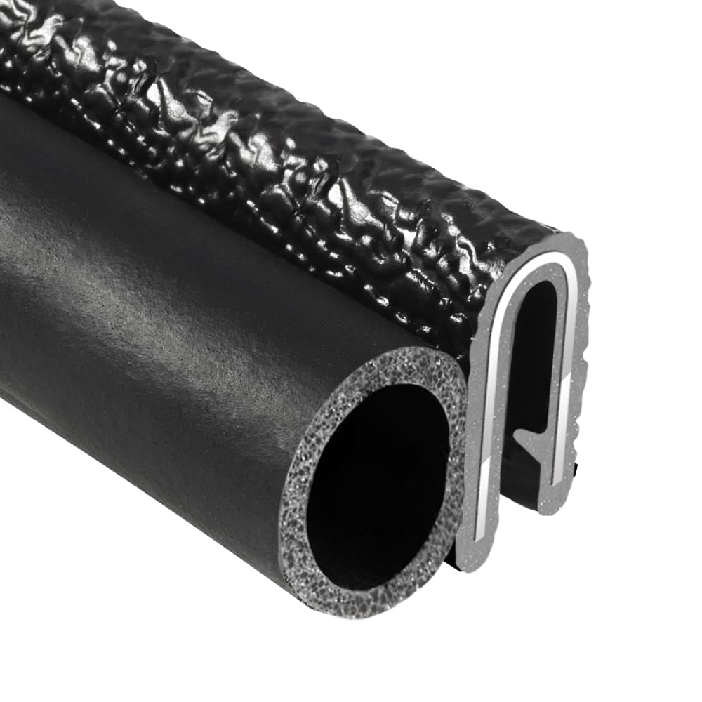 Trim-Lok Trim Seal with Side Bulb – Fits 1/8” Edge, 7/16” Bulb Seal Diameter, 25’ Length – PVC Plastic Trim with EPDM Rubber Seal, Easy to Install for Cars, Boats, RVs, Trucks, and Home Applications