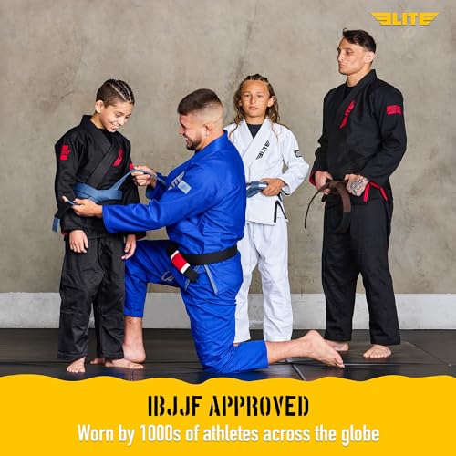 Ultra Light BJJ Gi for Kids - Preshrunk Fabric, Free Belt - Black