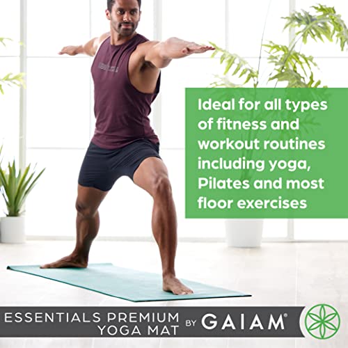 Yoga & Pilates Mat - 1/4 Inch Thick with Carrier Strap - Black