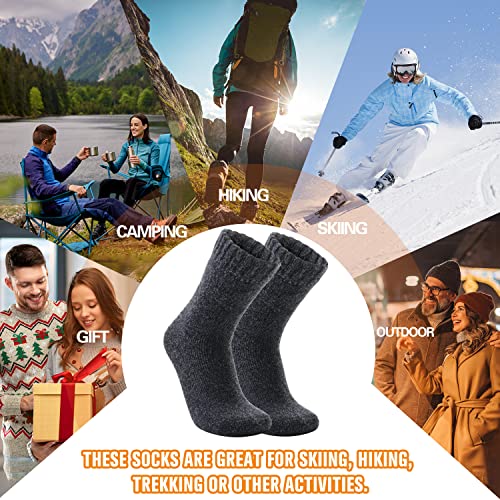 Welwoos 3 Pairs Warm Thermal Socks for Men & Women, Large/Dark Black