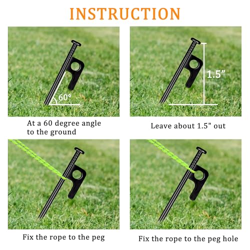 Heavy Duty 8 Inch Metal Tent Stakes - 8 Pcs Camping Pegs