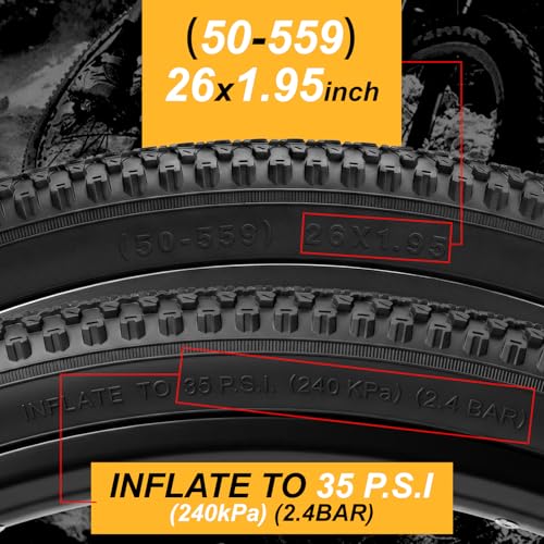 WHEELO 26x1.95 Folding Mountain Bike Tires Set with Tubes - Compatible with 26-Inch MTB