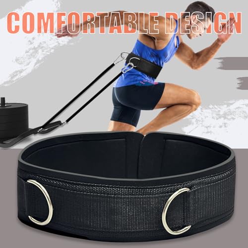 Neoprene Padded Waist Resistance Belt with Metal Rings for Cable & Strength Training
