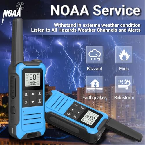 Baofeng F22 Long Range Walkie Talkies for Adults, Rechargeable Two-Way Radio with Flashlight, NOAA Weather Alert, USB-C Charge, Yellow Black Blue LGreen