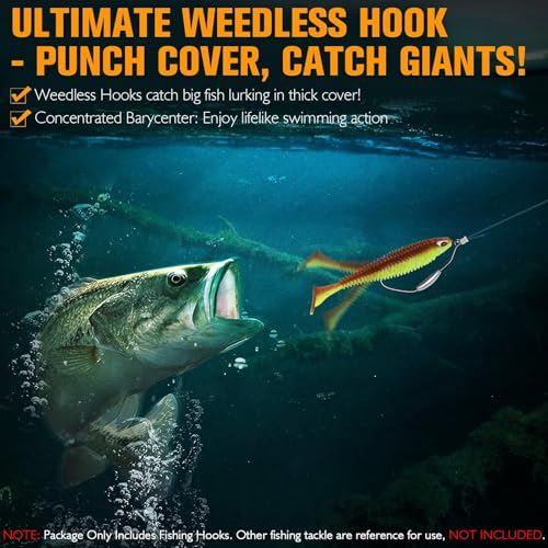 Weighted Swimbait Hooks 3/0 & 4/0 - 12PCS Saltwater & Freshwater Fishing Hooks