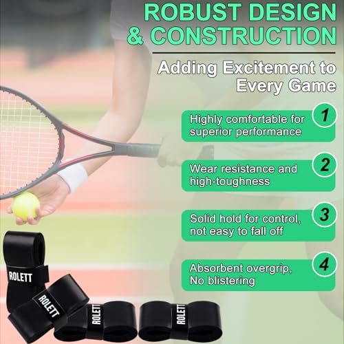 12 Pack Tennis Racket Overgrip Tape - Anti-Slip Absorbent PU Grip