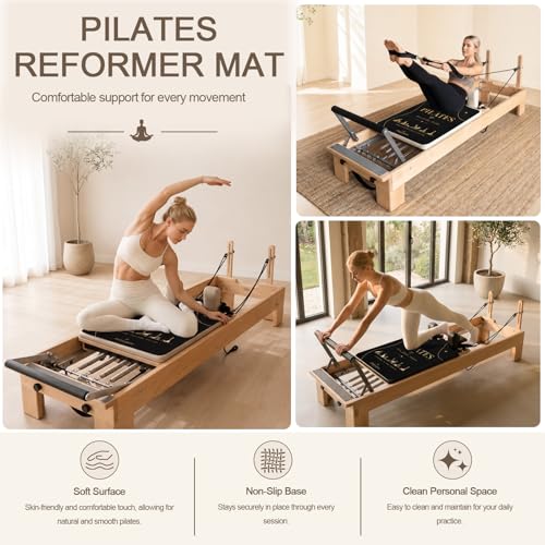 Pilates Reformer Mat - Non-Slip Cover for Home Gym - Black