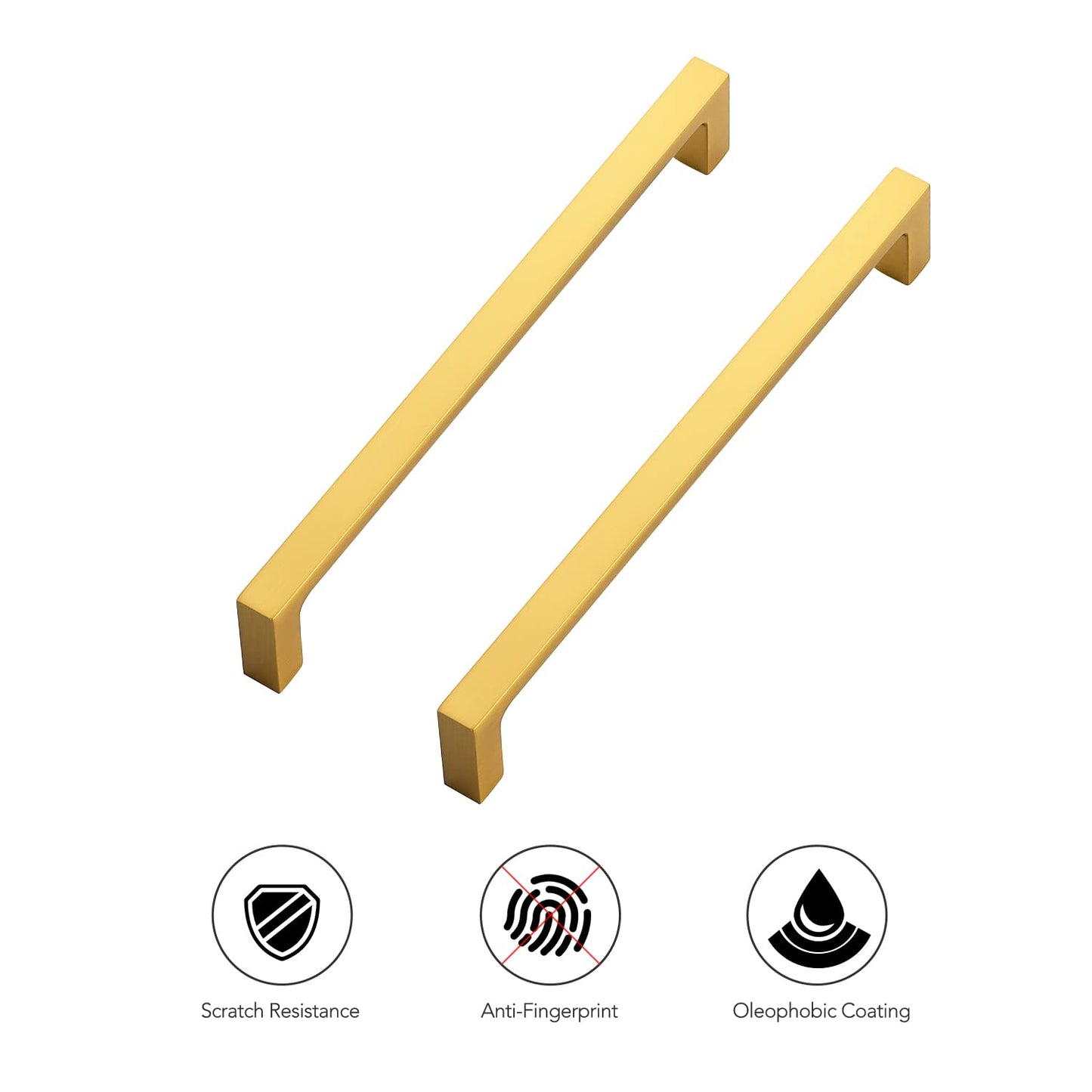 Ravinte 5 Pack Solid 6-1/4 Inch Square Cabinet Handles - Brushed Brass Drawer Pulls - Kitchen Hardware