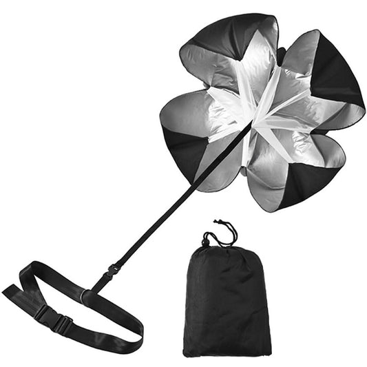 Qtopun 56 Inches Running Speed Training Parachute, Speed Chute Resistance Powerchute Umbrella with Adjustable Strap for Running, Football, Soccer Speed Training (Black)