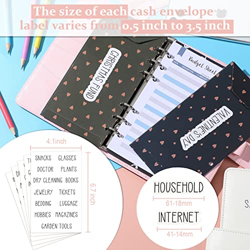 128 Cash Envelope Label Stickers for Budget Planning - Vinyl Stickers