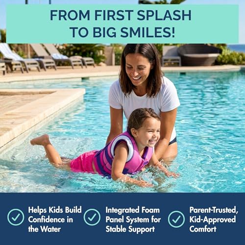 Limmys Kids Neoprene Swim Vest Berry Pink Large - Adjustable Child Water Safety Aid