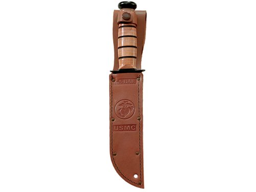 KA-BAR USMC 125th Anniversary Fixed Blade Knife 7" Clip Point 1095 Cro-Van Black Blade Ultramid Handle Black