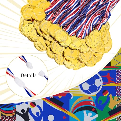 Gold Medals for Kids - 100PCS Lightweight Plastic Award Medals