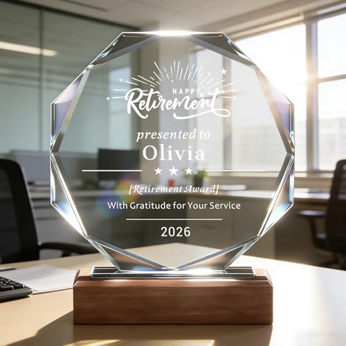 Personalized Crystal Award Trophy - Engraved with Company Logo & Name, Style 01