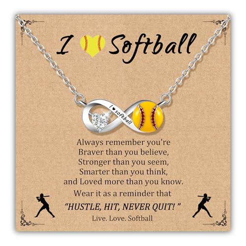 Softball Necklace - Silver Sport Jewelry for Girls & Women