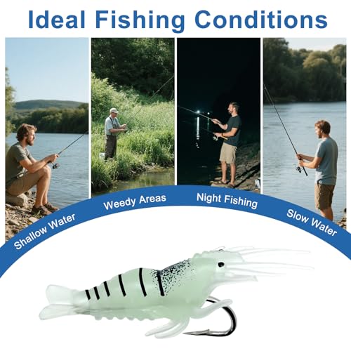 30pcs Luminous Soft Shrimp Fishing Lures Set - Green Variation