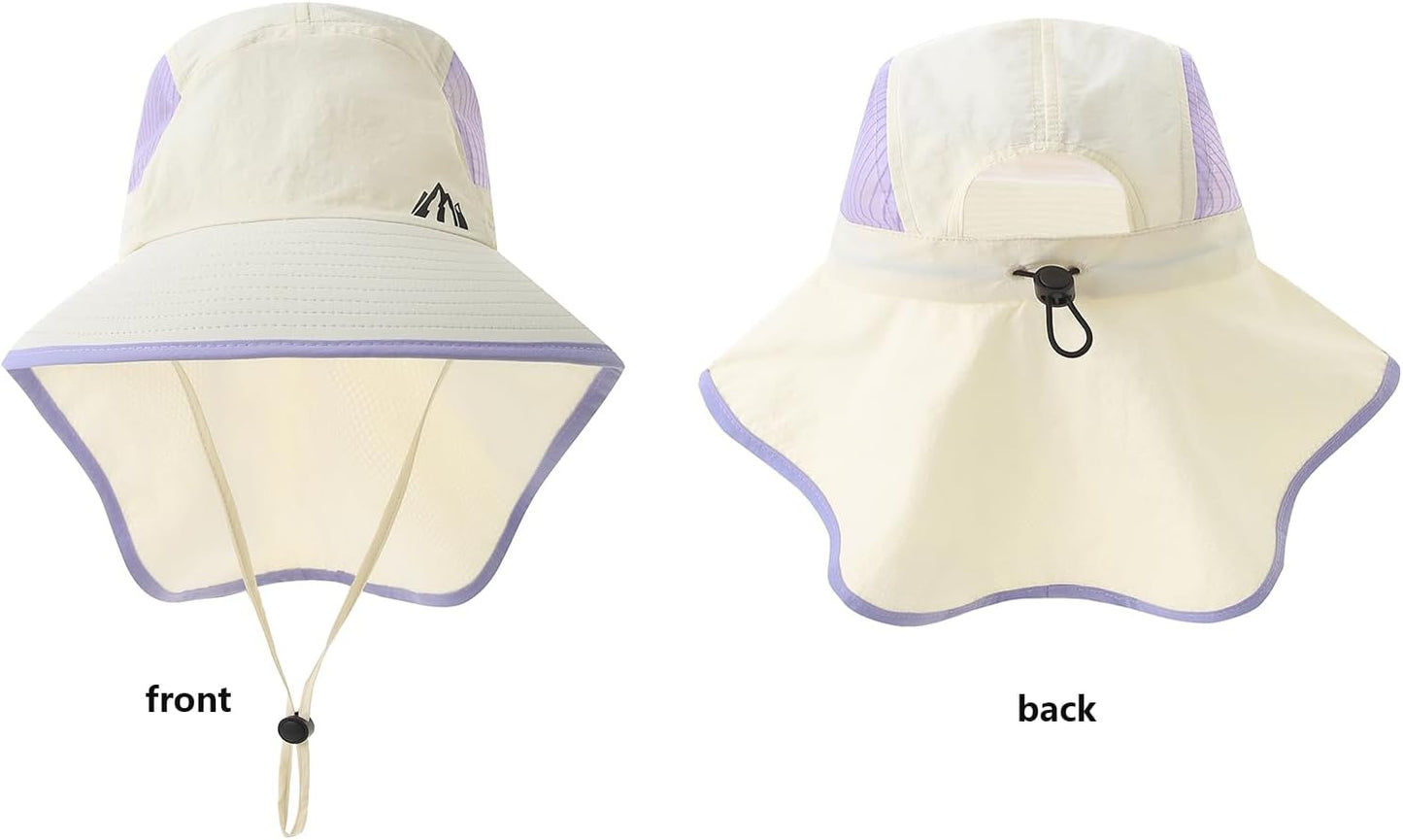 Skiennix UV Sun Protection Hat - Foldable Wide Brim Fishing Hat with Neck Flap & Ponytail Hole