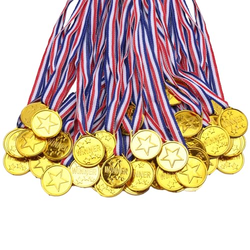 100 Pack Gold Medals for Kids - Plastic Winner Awards