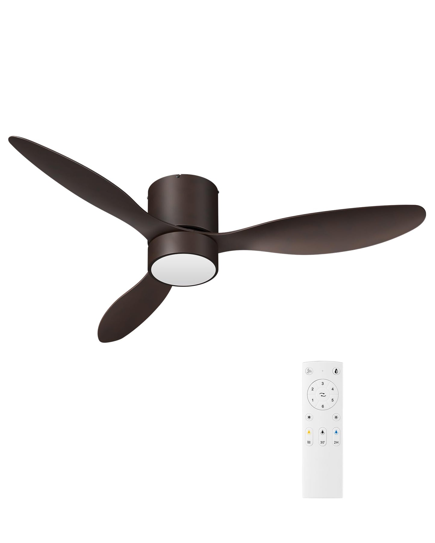EDISHINE 52" Low Profile Ceiling Fans with Lights, Remote Control, Noiseless, 3CCT LED Dimmable, Reversible DC Motor, Timer, 6 Speeds, Modern Ceiling Fan Flush Mount for Bedroom Living Room, UL Listed