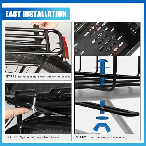 Folding Bicycle Cargo Basket - Collapsible Rear Bike Storage