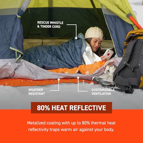 SOL Thermal Bivvy Emergency Survival Tent with Rescue Whistle, 80% Heat Retention, 84x34 Inches