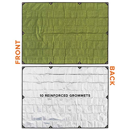 Arcturus XL Heavy Duty Survival Blanket Olive Green 8.5x12 ft Reflective Tarp for Camping & Emergency