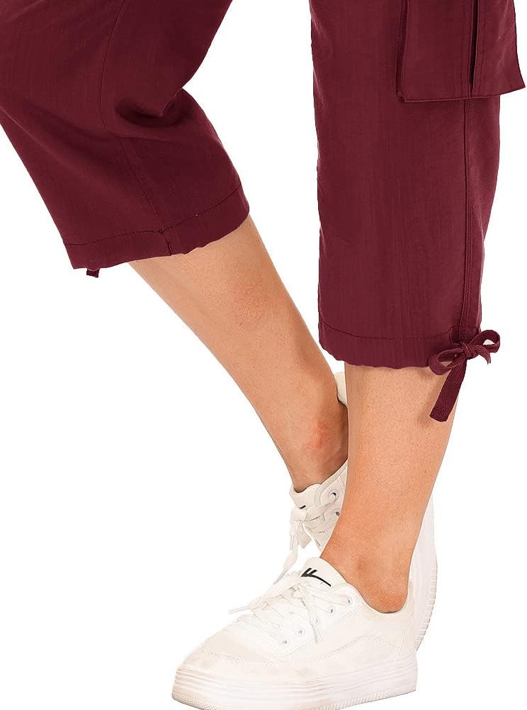 MoFiz Women's Capris - Lightweight Casual Pants with Pockets | Loose Fit Cargo for Hiking