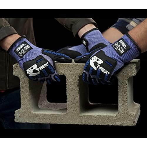 Magid Glove & Safety T-REX Flex Series ANSI A6 AeroDex Shell Impact Glove, 1 Pair, NitriX Coated Palm, Size 9/L, Blue, TRX685