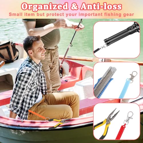 8 Pack Retractable Spring Coil Keychains - Anti-Lost Cord Set