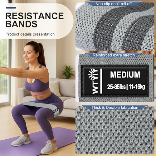 Fabric Resistance Bands for Home Workout - 3-Level Grey Booty Bands