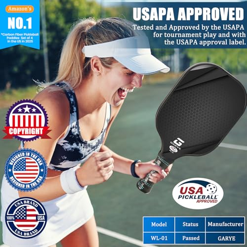 Carbon Fiber Pickleball Paddles Set of 4 - Pro Honeycomb, USAPA Approved