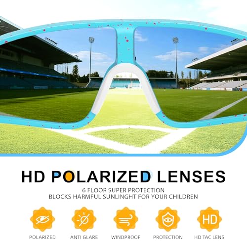 Kids Polarized Sunglasses with UV Protection - Black+Red/Black+Grey/Blue+Green