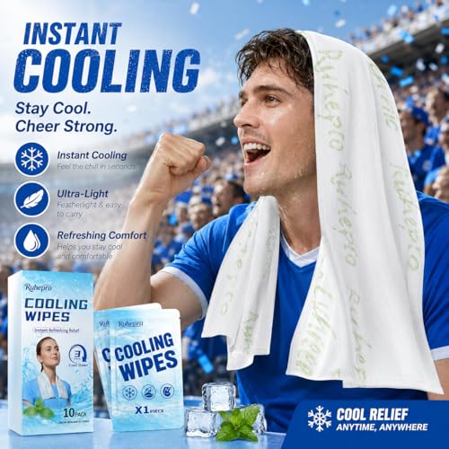 Herb Life 10-Pack Cooling Towels with Mint Scent — Instant Cold Relief for Outdoor Sports & Activities